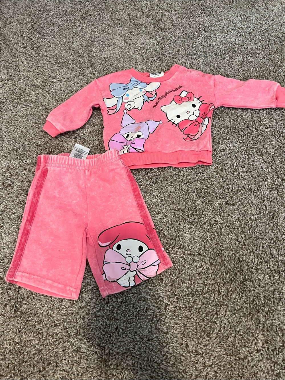 Hello Kitty Pink Two-Piece Kids  Set with Character Prints